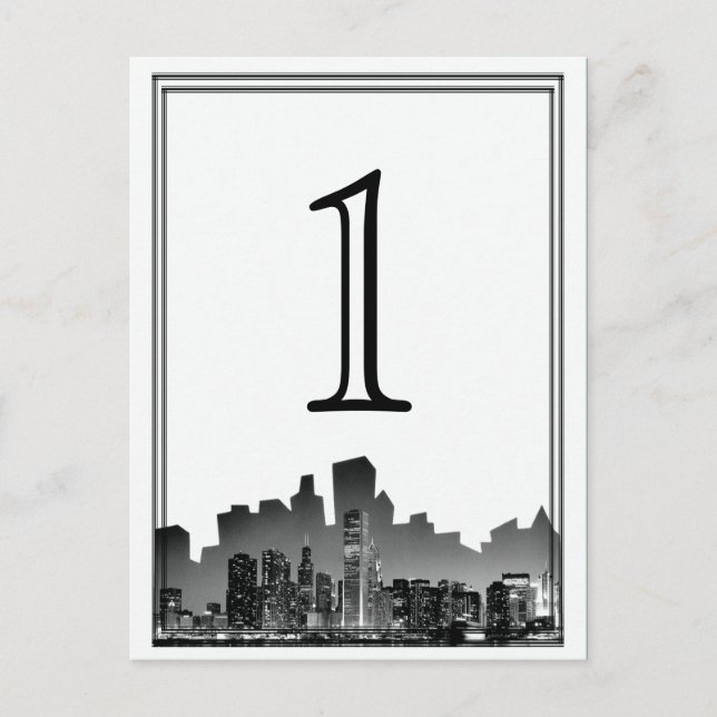 Cartão Postal Número da Tabela de Casamento de Destino de Chicag (Frente)