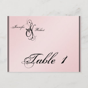 Cartão Postal Número da Tabela de Casamento de Elegância Rosa Es