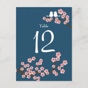 Cartão Postal Número da Tabela de Casamento de Flores de Cereja