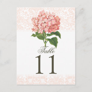 Cartão Postal Número da Tabela de Casamento de Hydrangea Rosa V