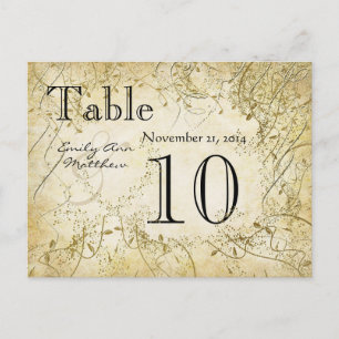 Cartão Postal Número da Tabela de Casamento de Suportes Dourados