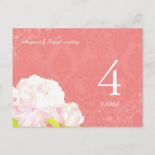 Cartão Postal Número da Tabela de Casamento do Tema de Peony