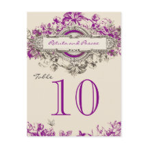 Número da Tabela de Casamento Floral da Cinza Roxa