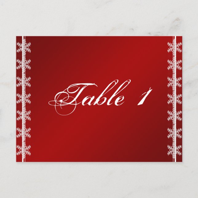 Cartão Postal Número da Tabela de Casamentos no inverno do Floco (Frente)