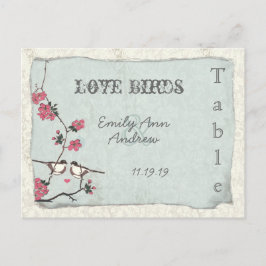 Cartão Postal Número da Tabela de Casamentos tema damasco do Vin