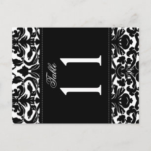 Cartão Postal Número da Tabela de Damascos Branco e Preto de Do