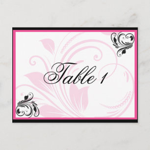 Cartão Postal Número da Tabela de Rolagem Floral Cor-de-Rosa Pre