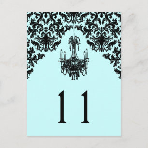 Cartão Postal Número da tabela do candelabro do Damasco Azul e P