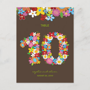 Cartão Postal Número da Tabela do Partido Casamento de Jardim da