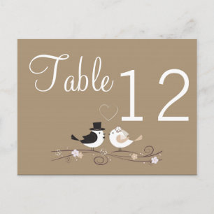 Cartão Postal Número da Tabela Pássaros Casados Noite Amor