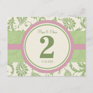 Cartão Postal Número da Tabela Rosa de Sage Verde e Disco