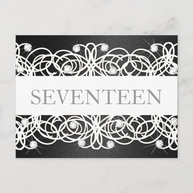 Cartão Postal Número da tabela Shimmer e Cristais Pretos (Frente)