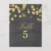 Número de Mesa de Casamento com Glitter Dourado e 