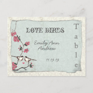 Cartão Postal Número de Mesa de Casamento Damask Flor de Cerejei