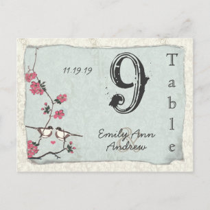 Cartão Postal Número de Mesa de Casamento Damask Flor de Cerejei