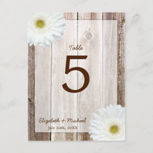 Cartão Postal Número de Mesa de Casamento em Madeira de Celeiro 
