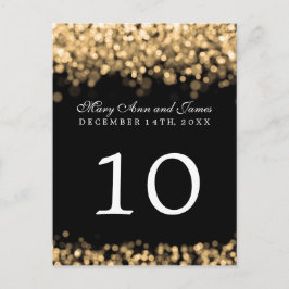 Cartão Postal Número de Mesa Elegante Luzes Douradas