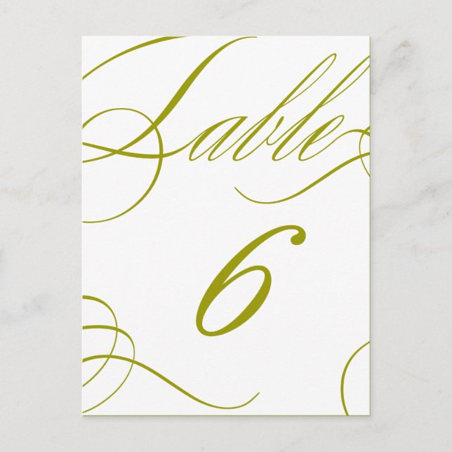 Cartão Postal Número de Tabela Bonito (Cor de Texto Personalizáv (Frente)