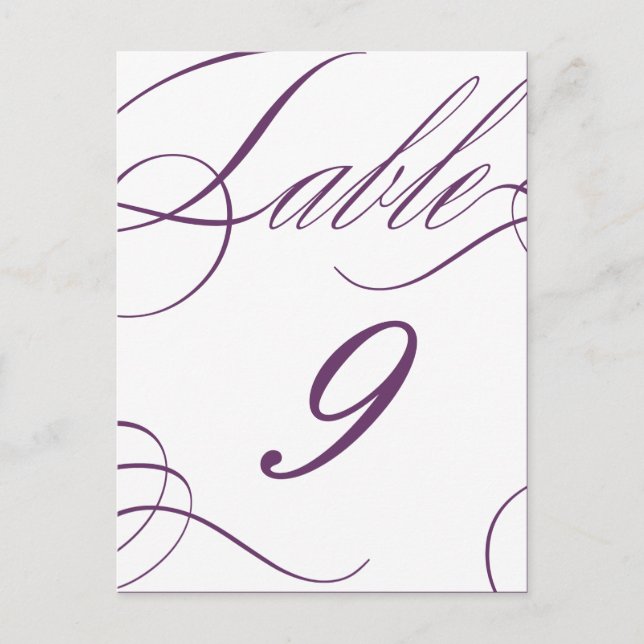 Cartão Postal Número de Tabela Bonito (Cor de Texto Personalizáv (Frente)