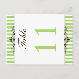 Cartão Postal Número de Tabela com Striping Verde e Branco em Do