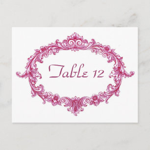 Cartão Postal Número de Tabela de Oval de Vintagem Rosa