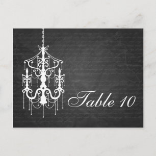 Cartão Postal Número de Tabela Elegante - Chandelier Preto