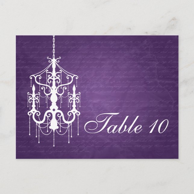 Cartão Postal Número de Tabela Elegante Chandelier Purple (Frente)