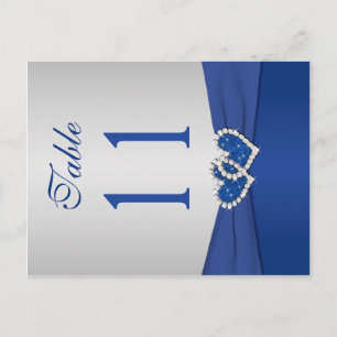 Cartão Postal Número de Tabela Real Real Azul e Prateada, de dup