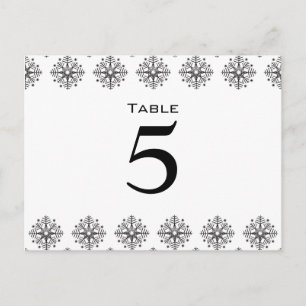 Cartão Postal Números da mesa de casamento de flocos de neve pre