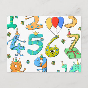 Cartão Postal Números de festa de aniversário