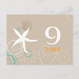 Cartão Postal Números de Mesa de Casamento da Praia Branca de Aq