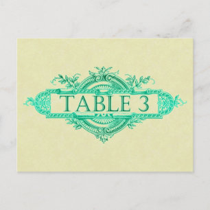 Cartão Postal Números de Mesa para Recepção de Casamento Vintage