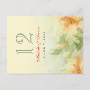 Cartão Postal Números de Tabela - Abstrato Floral - Sage Amarelo