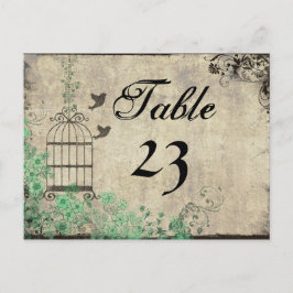 Cartão Postal Números de Tabela de Birdcage Verde da Casa da Moe