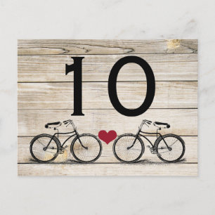 Cartão Postal Números de Tabela de Casamento de Bicicletas Vinta