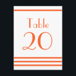 Cartão Postal Números de Tabela de Listras Modernas (Laranja)<br><div class="desc">Números modernos de tabela de distribuição (Laranja / Branco)... Esses números de tabela divertidos, modernos e sofisticados são a adição perfeita ao seu decoro de recepção de casamento. A design apresenta um monte de linhas limpas e modernas. Eles guiarão facilmente seus convidados de casamento para suas mesas na sua recepção....</div>