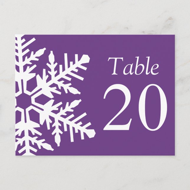 Cartão Postal Números de Tabela do Floco de Neve Jumbo (Púrpura  (Frente)