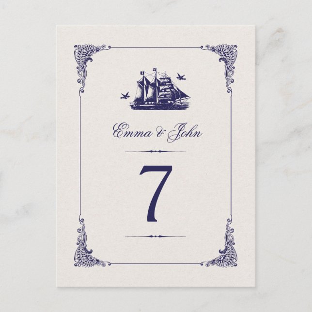 Cartão Postal Números de Tabelas de Casamento de Entrega de Vint (Frente)