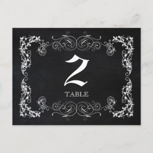 Cartão Postal Números de Tabelas de Casamento Preto e Branco