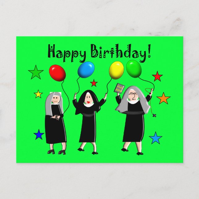 Cartão Postal Nun Happy Birthday Cards & Gifts (Frente)