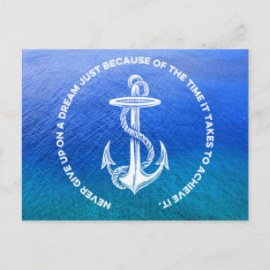 Cartão Postal Nunca Desista Da Anchor De Vintagem Do Dream Blue