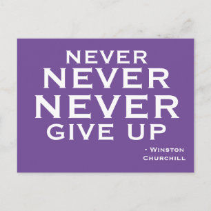 Cartão Postal Nunca Desistir Da Motivação Winston Churchill