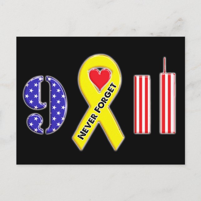Cartão Postal Nunca Esqueça 11 de Setembro Fita Amarela (Frente)