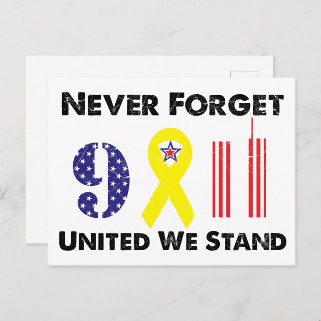 Cartão Postal Nunca Esqueça 9 11 Unidos Nós Estamos (Frente/Verso)