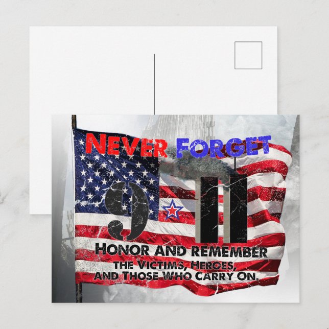 Cartão Postal Nunca Esquecer 11 de Setembro (Frente/Verso)