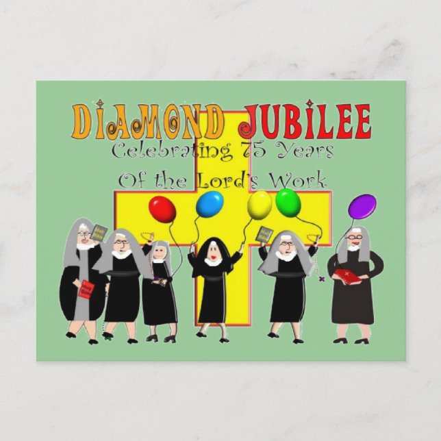 Cartão Postal Nuns Diamond Jubilee 75 anos de serviço (Frente)