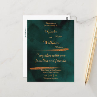 Cartão Postal Nuptura Floral Vestido Mar Escuro Aquarela