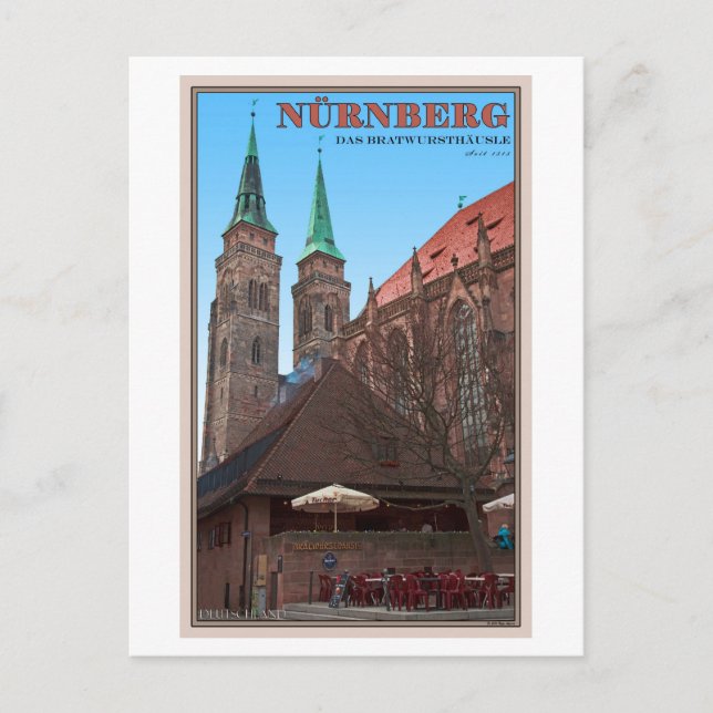 Cartão Postal Nürnberg - Bratwursthäusle (Frente)
