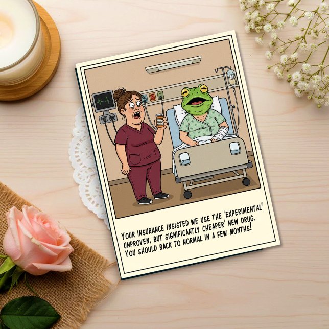 Cartão Postal Nurse Treats Patient With Frog Head Get Well (Criador carregado)