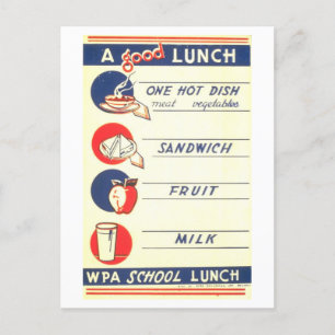 Cartão Postal Nutrição "A Good Lunch" do Poster WPA Vintage